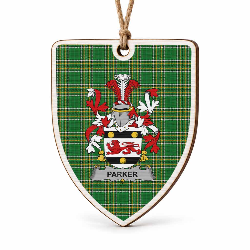 Parker Coat of Arms Shield Wood Ornament , Irish Heritage Hanging Plaque for Christmas Tree