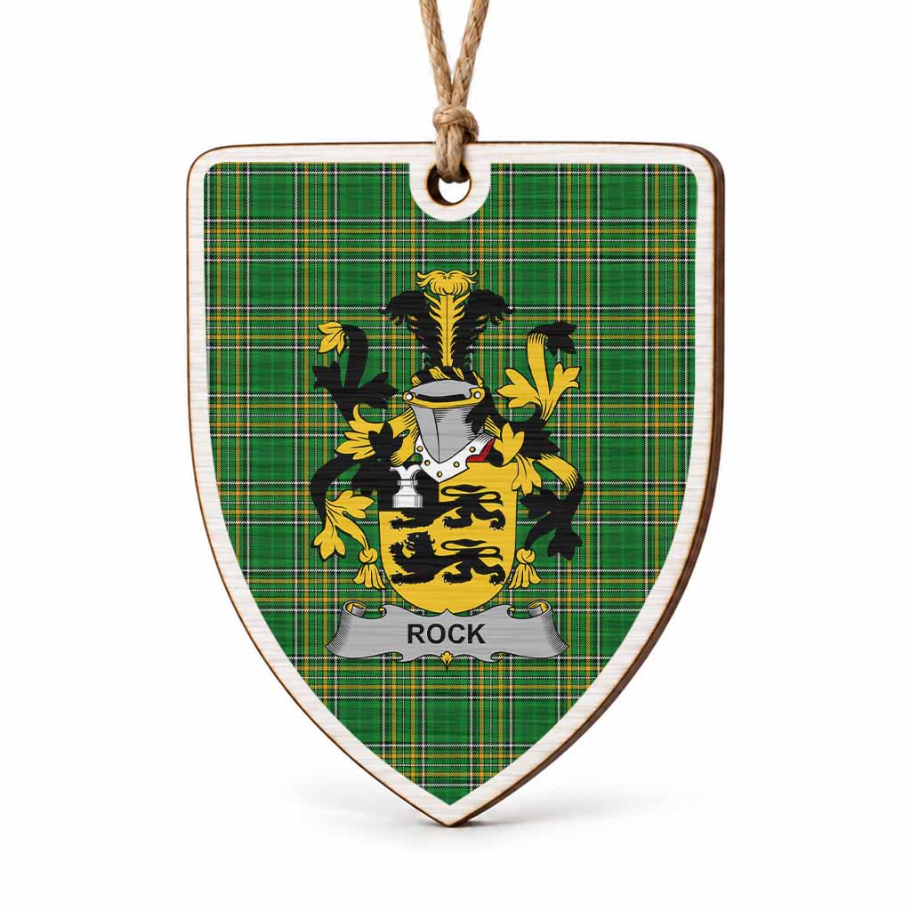 Rock Coat of Arms Shield Wood Ornament , Irish Heritage Hanging Plaque for Christmas Tree