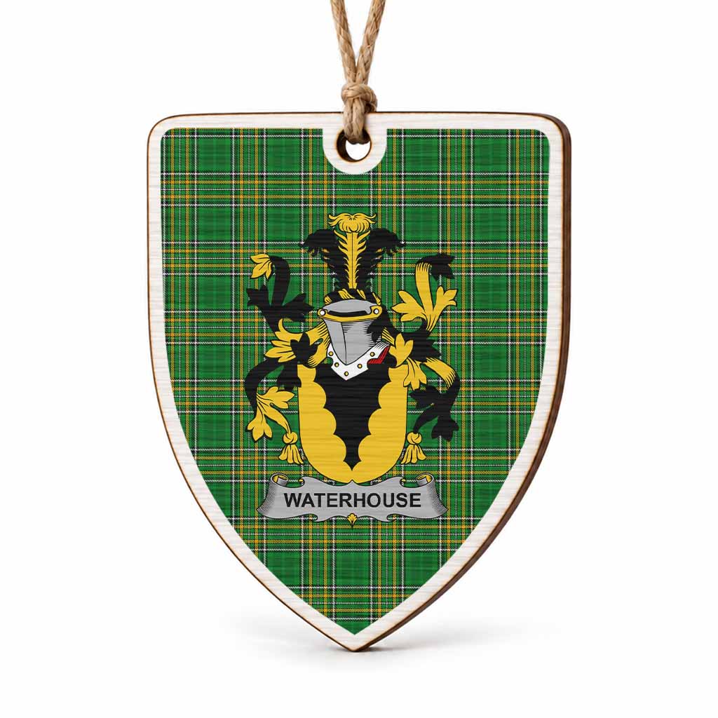 Waterhouse Coat of Arms Shield Wood Ornament , Irish Heritage Hanging Plaque for Christmas Tree