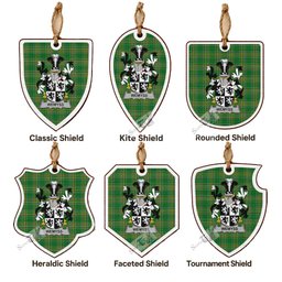 Wemyss Coat of Arms Shield Wood Ornament , Irish Heritage Hanging Plaque for Christmas Tree