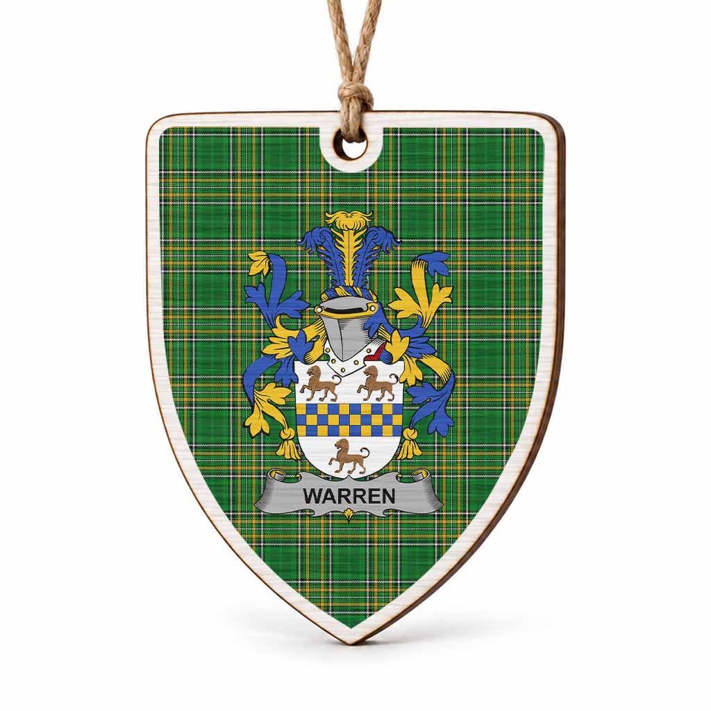 Warren Coat of Arms Shield Wood Ornament , Irish Heritage Hanging Plaque for Christmas Tree