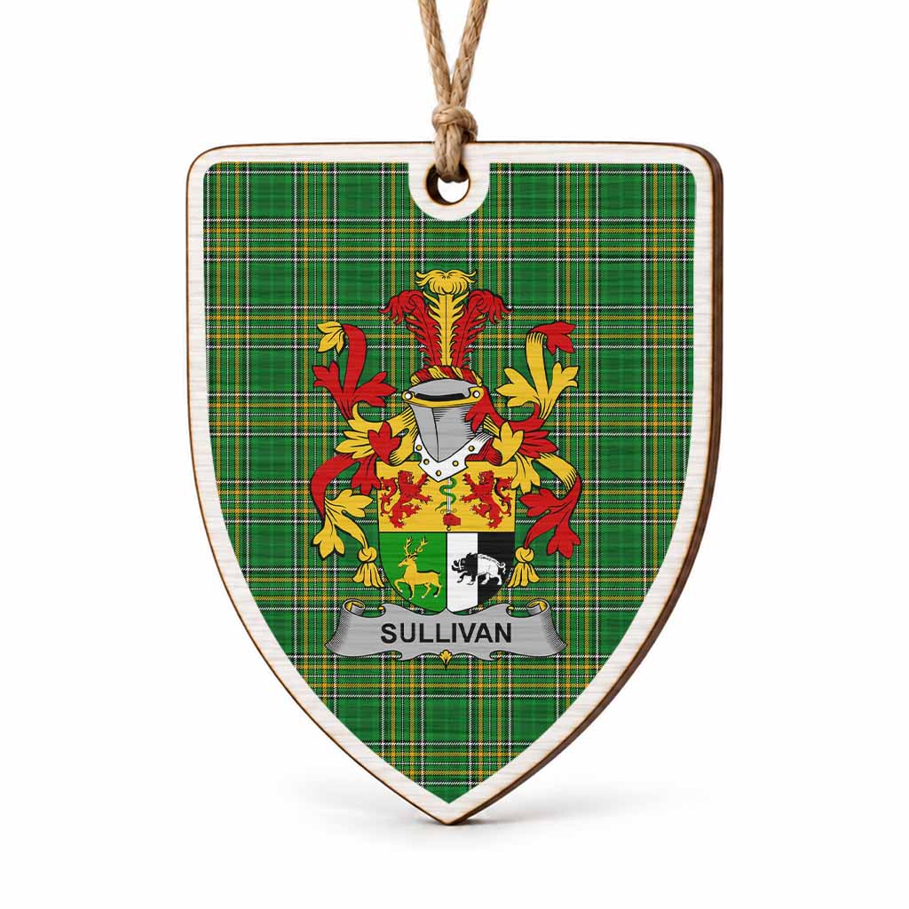 Sullivan Coat of Arms Shield Wood Ornament , Irish Heritage Hanging Plaque for Christmas Tree