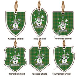 Sharkey Coat of Arms Shield Wood Ornament , Irish Heritage Hanging Plaque for Christmas Tree