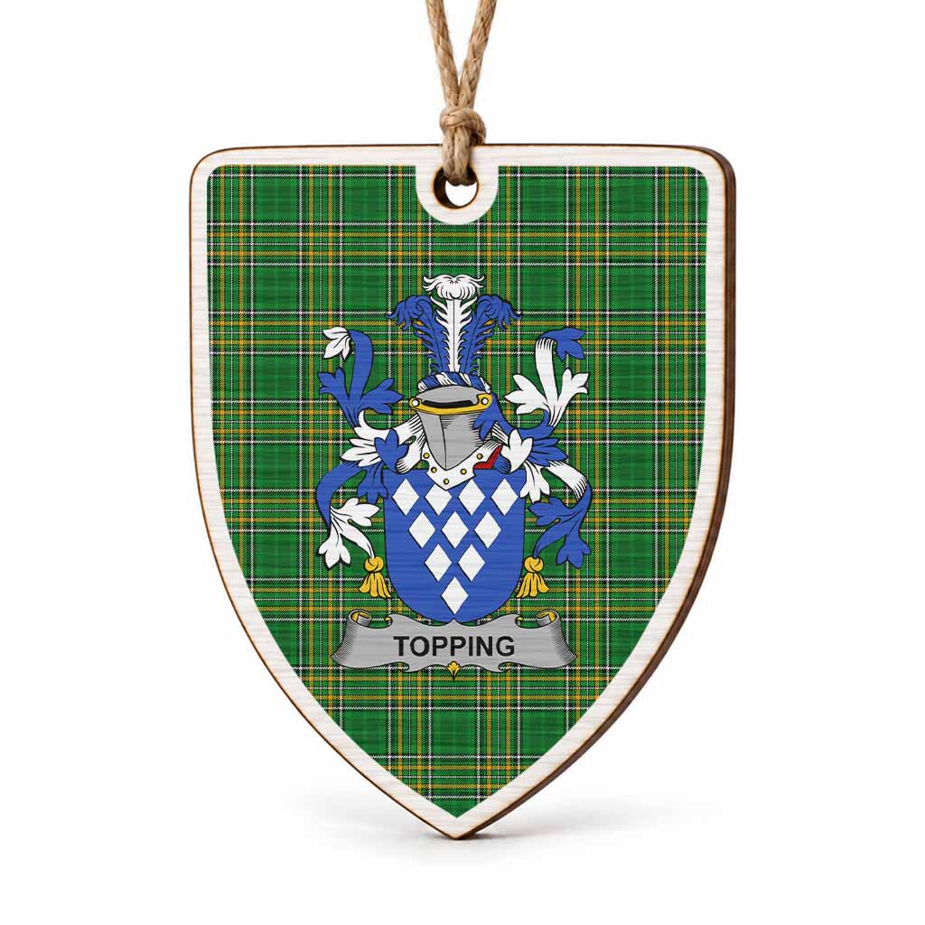 Topping Coat of Arms Shield Wood Ornament , Irish Heritage Hanging Plaque for Christmas Tree