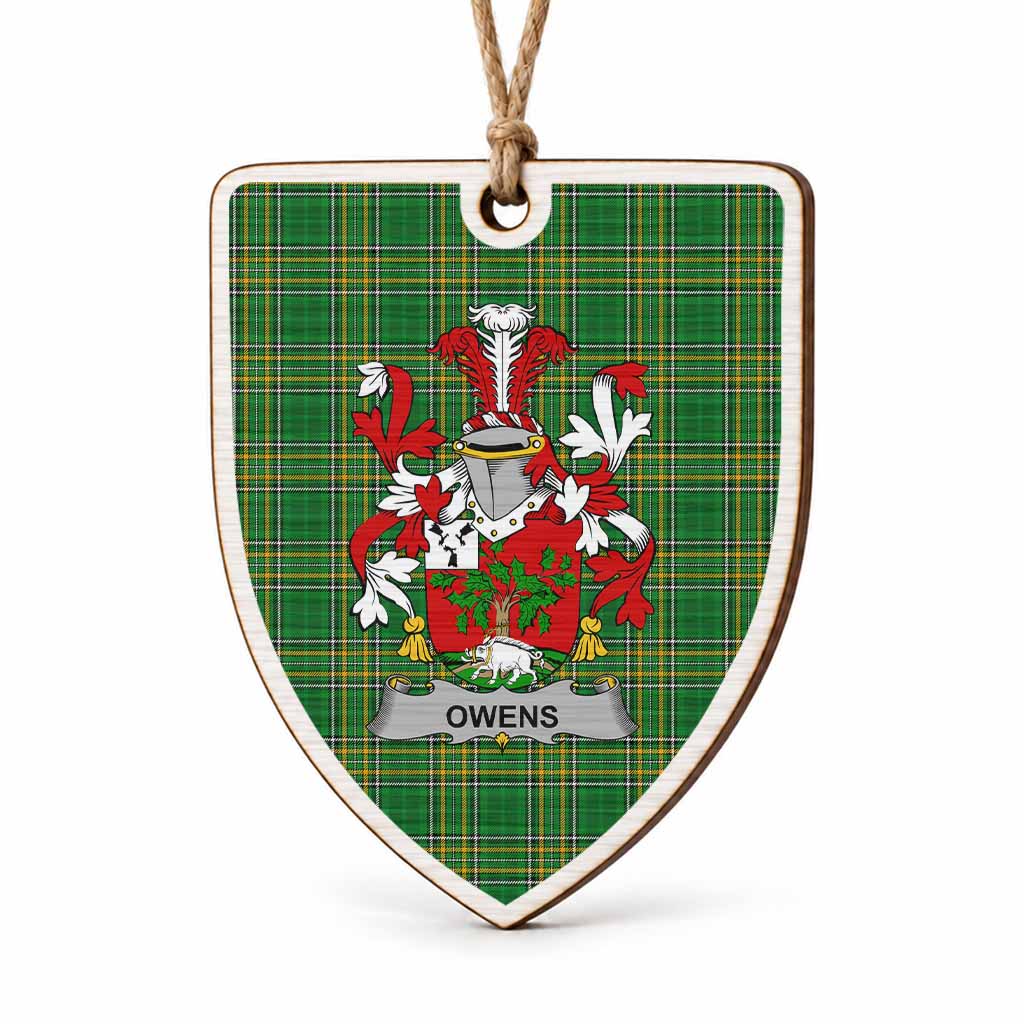Owens Coat of Arms Shield Wood Ornament , Irish Heritage Hanging Plaque for Christmas Tree