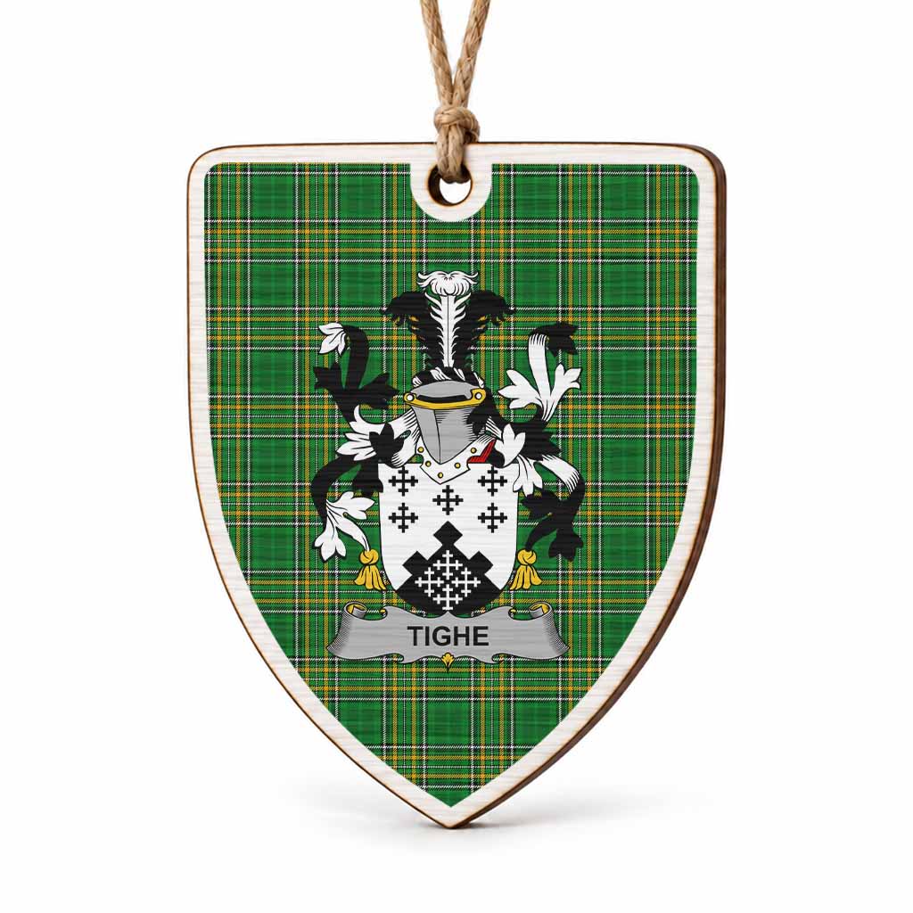 Tighe Coat of Arms Shield Wood Ornament , Irish Heritage Hanging Plaque for Christmas Tree