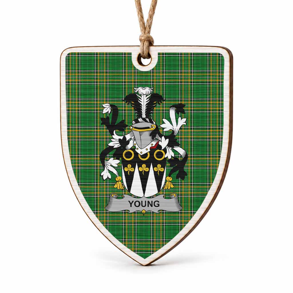 Young Coat of Arms Shield Wood Ornament , Irish Heritage Hanging Plaque for Christmas Tree