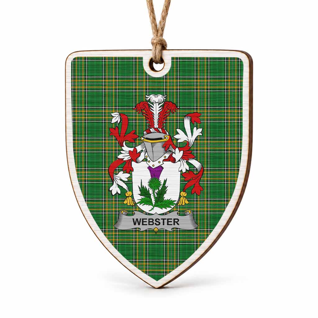 Webster Coat of Arms Shield Wood Ornament , Irish Heritage Hanging Plaque for Christmas Tree