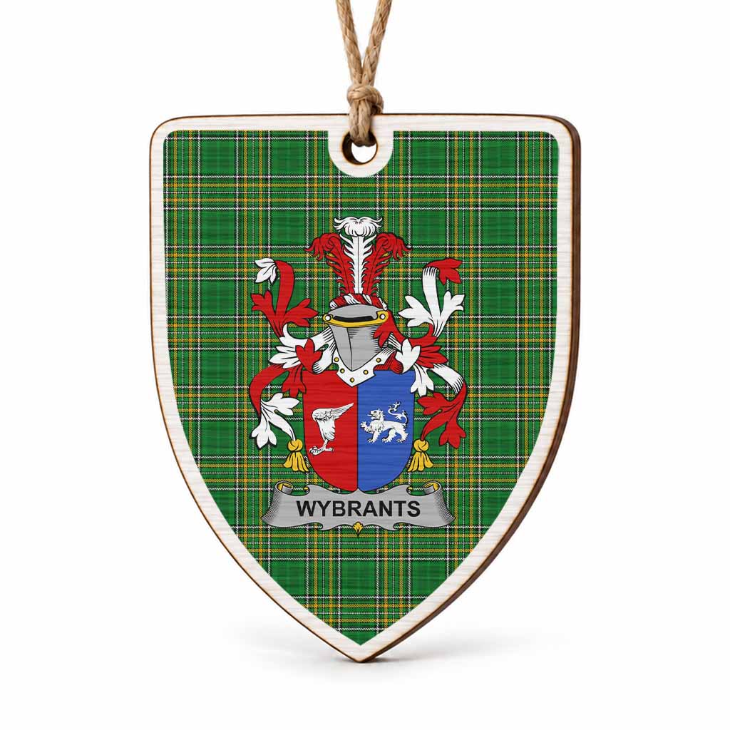 Wybrants Coat of Arms Shield Wood Ornament , Irish Heritage Hanging Plaque for Christmas Tree