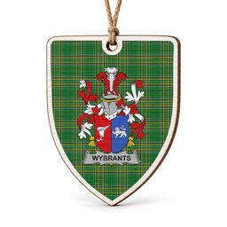 Wybrants Coat of Arms Shield Wood Ornament , Irish Heritage Hanging Plaque for Christmas Tree