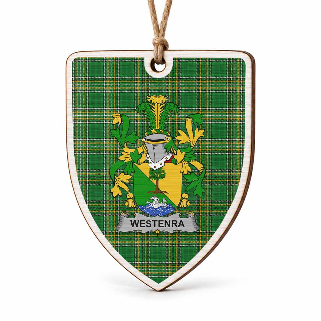 Westenra Coat of Arms Shield Wood Ornament , Irish Heritage Hanging Plaque for Christmas Tree