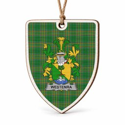 Westenra Coat of Arms Shield Wood Ornament , Irish Heritage Hanging Plaque for Christmas Tree