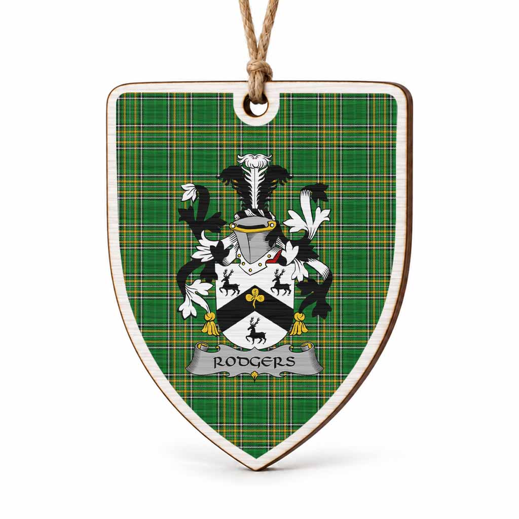 Rogers Coat of Arms Shield Wood Ornament , Irish Heritage Hanging Plaque for Christmas Tree