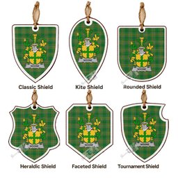 Noone Coat of Arms Shield Wood Ornament , Irish Heritage Hanging Plaque for Christmas Tree