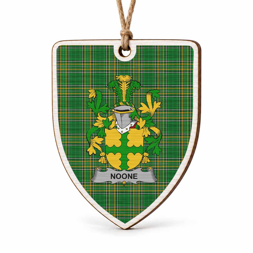 Noone Coat of Arms Shield Wood Ornament , Irish Heritage Hanging Plaque for Christmas Tree