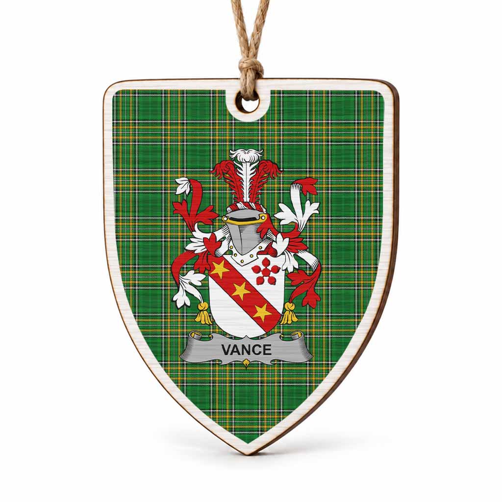 Vance Coat of Arms Shield Wood Ornament , Irish Heritage Hanging Plaque for Christmas Tree