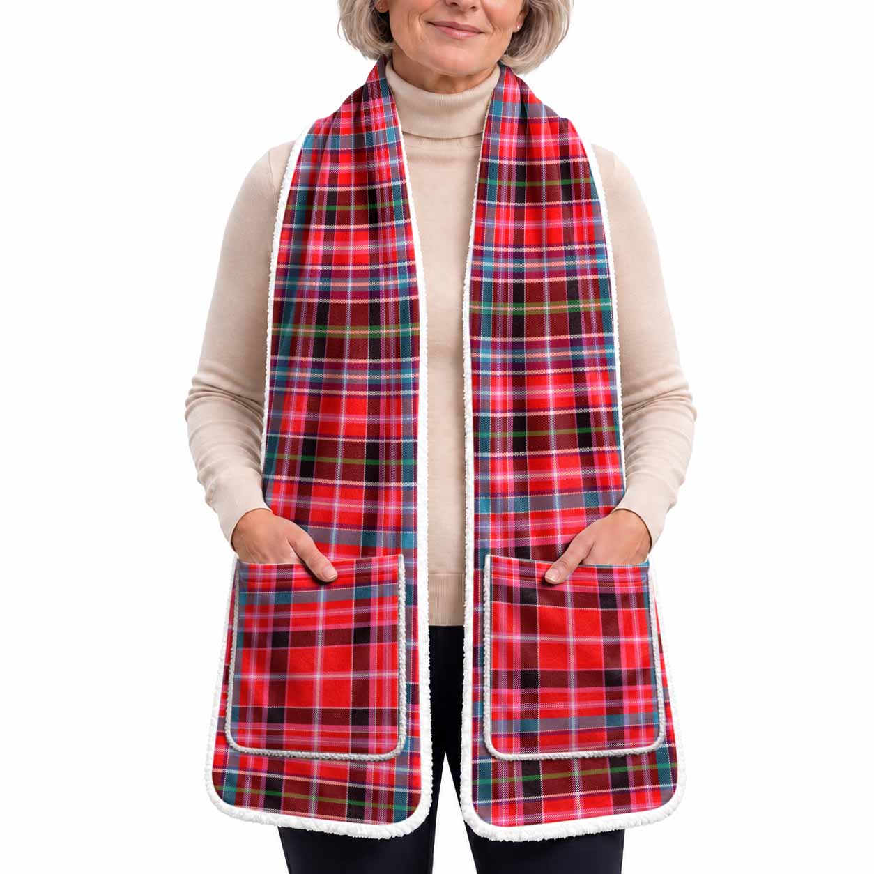 Aberdeen District Tartan Hand-Warmer Pocket Scarf