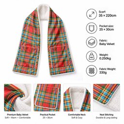 Chattan Tartan Hand-Warmer Pocket Scarf