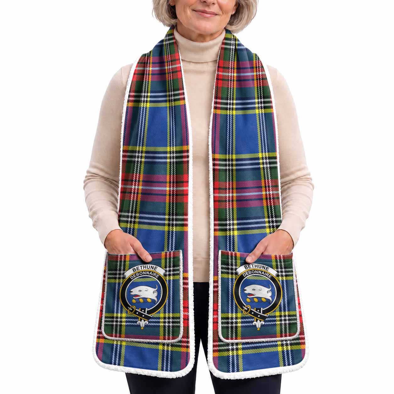 Bethune Tartan Crest Pocket Scarf - Ultimate Plaid Gift Wrap