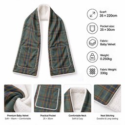 Antrim Tartan Hand-Warmer Pocket Scarf