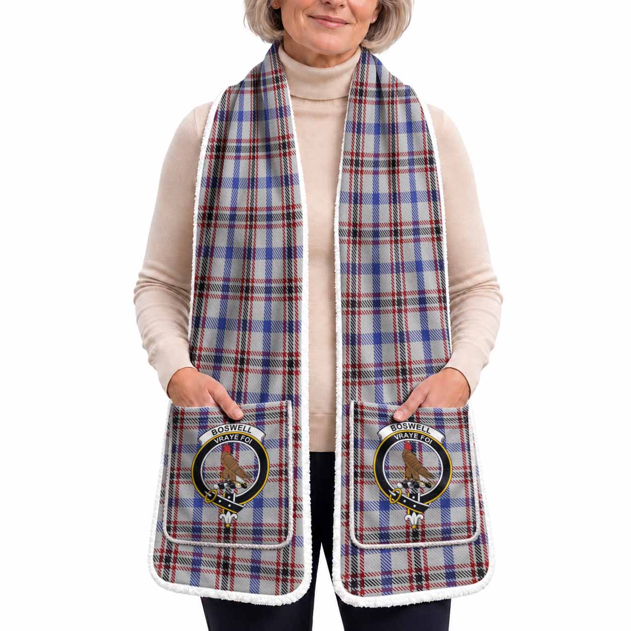 Boswell Tartan Crest Pocket Scarf - Ultimate Plaid Gift Wrap