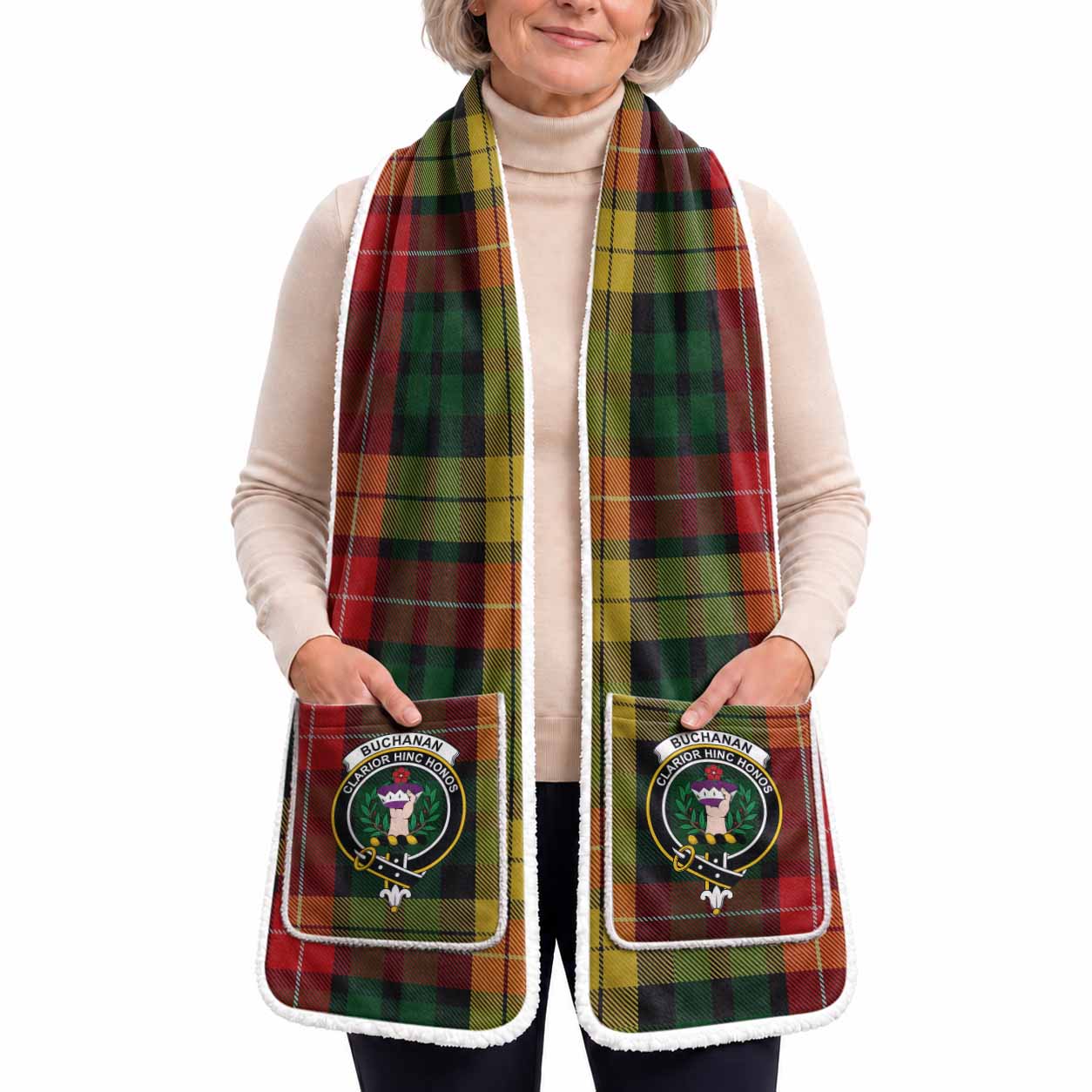 Buchanan Tartan Crest Pocket Scarf - Ultimate Plaid Gift Wrap