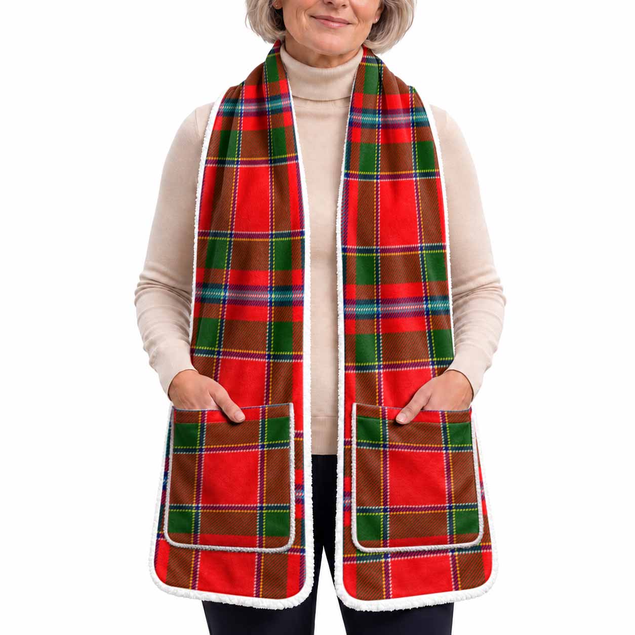 Butter Tartan Hand-Warmer Pocket Scarf