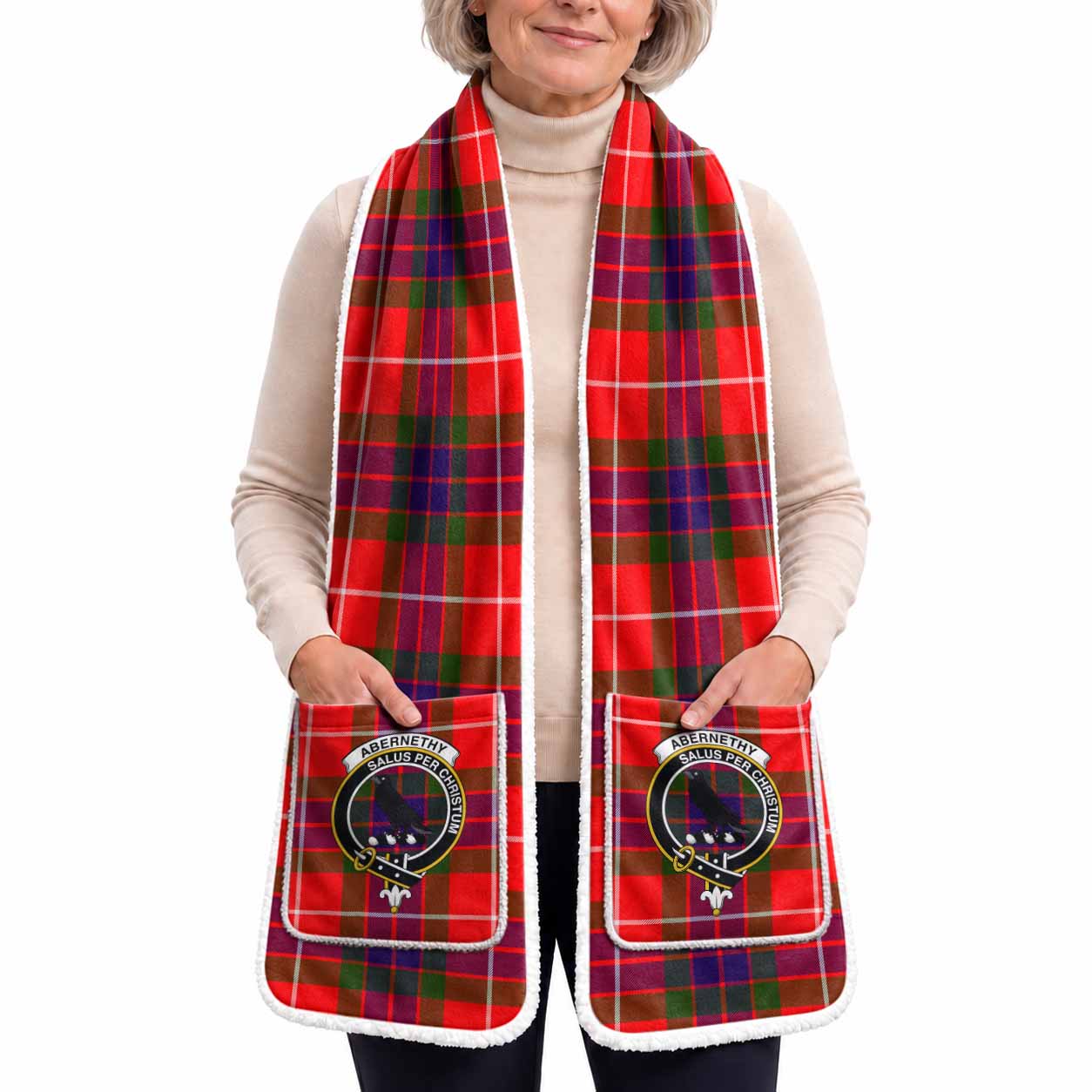 Abernethy Tartan Crest Pocket Scarf - Ultimate Plaid Gift Wrap