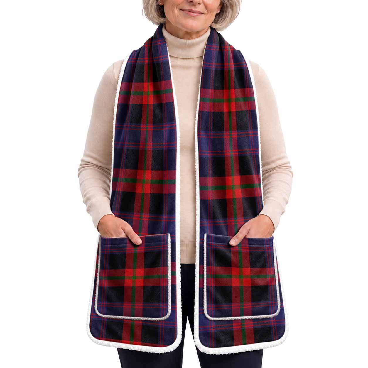 Brown (Broun) Tartan Hand-Warmer Pocket Scarf
