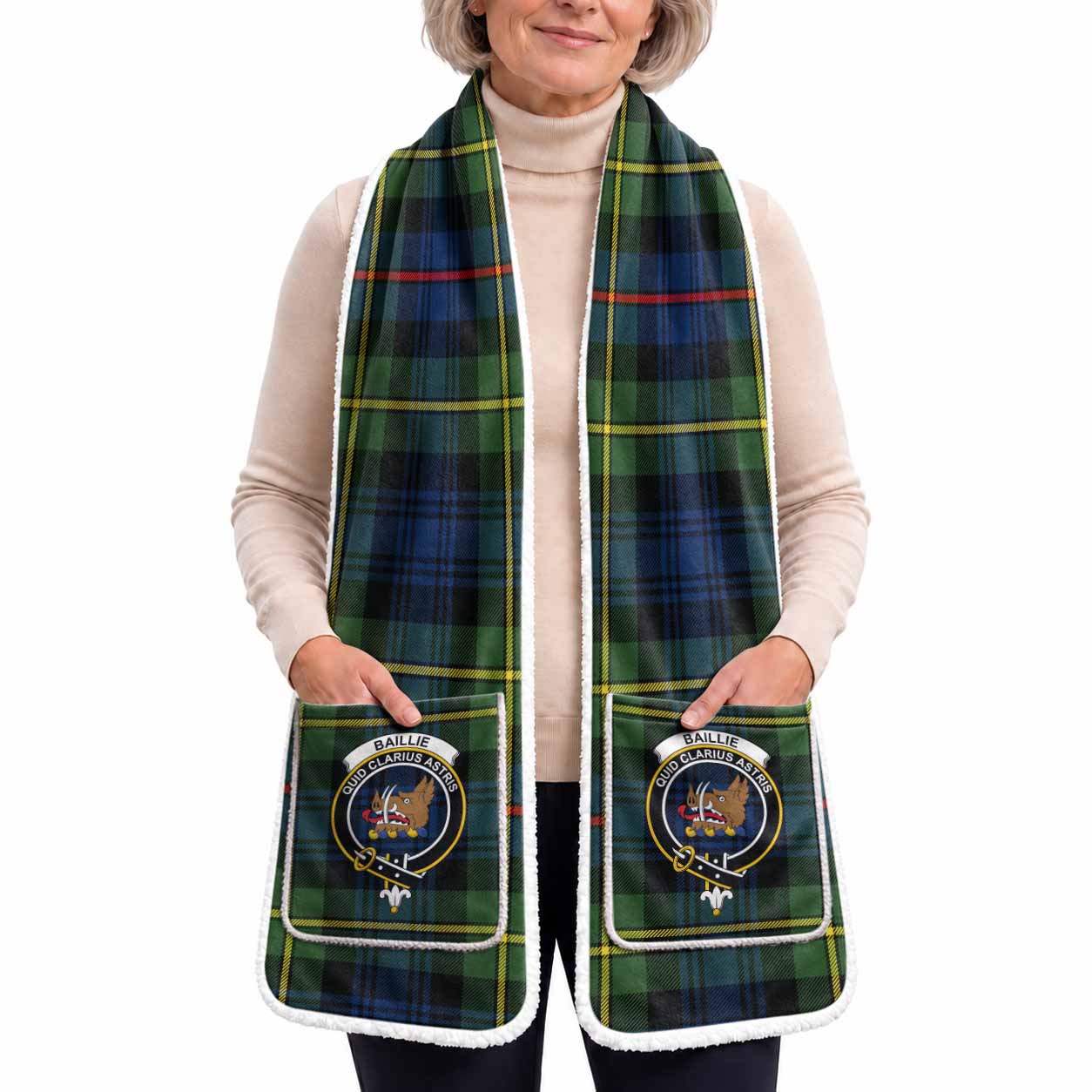 Baillie (Bailey) Tartan Crest Pocket Scarf - Ultimate Plaid Gift Wrap