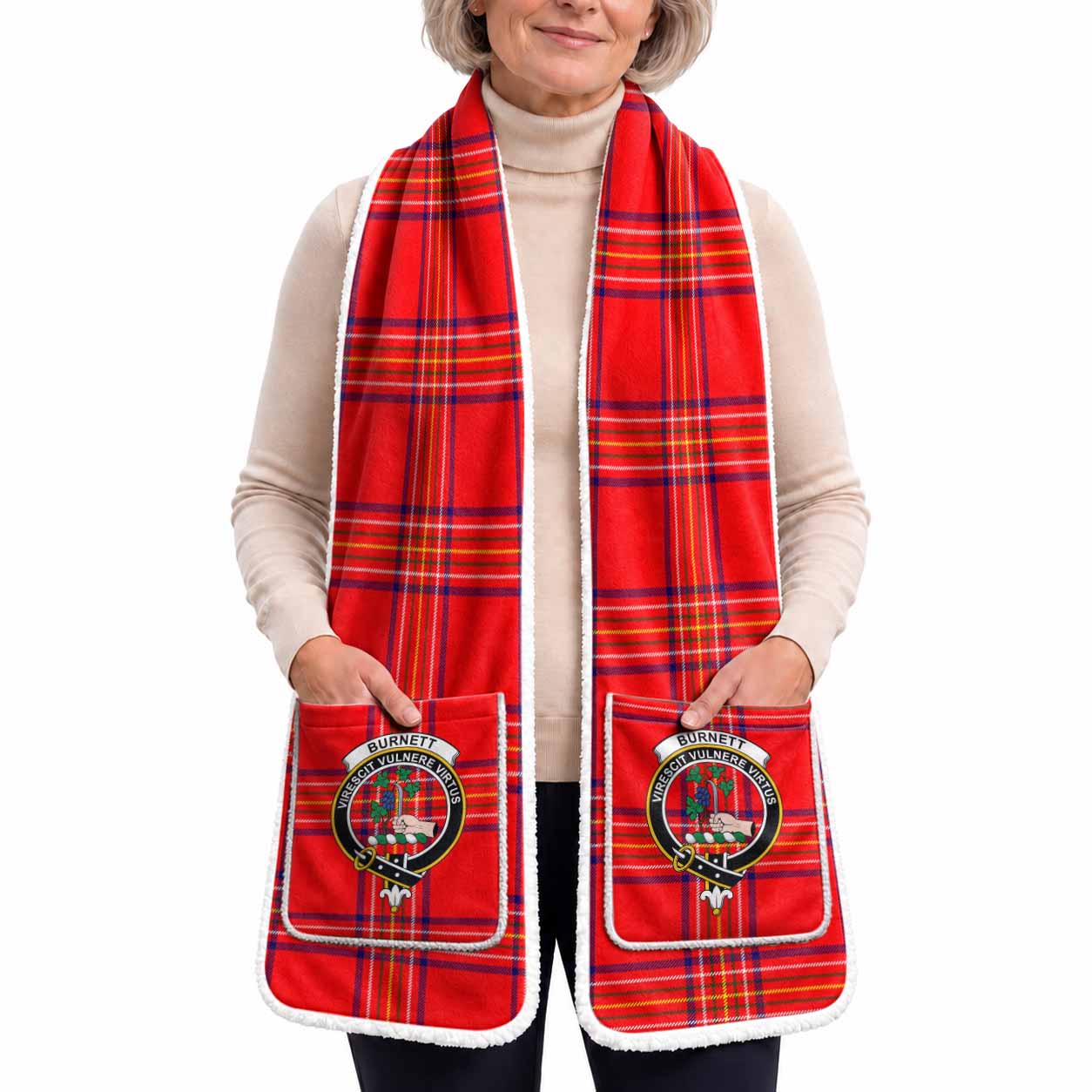 Burnett Tartan Crest Pocket Scarf - Ultimate Plaid Gift Wrap