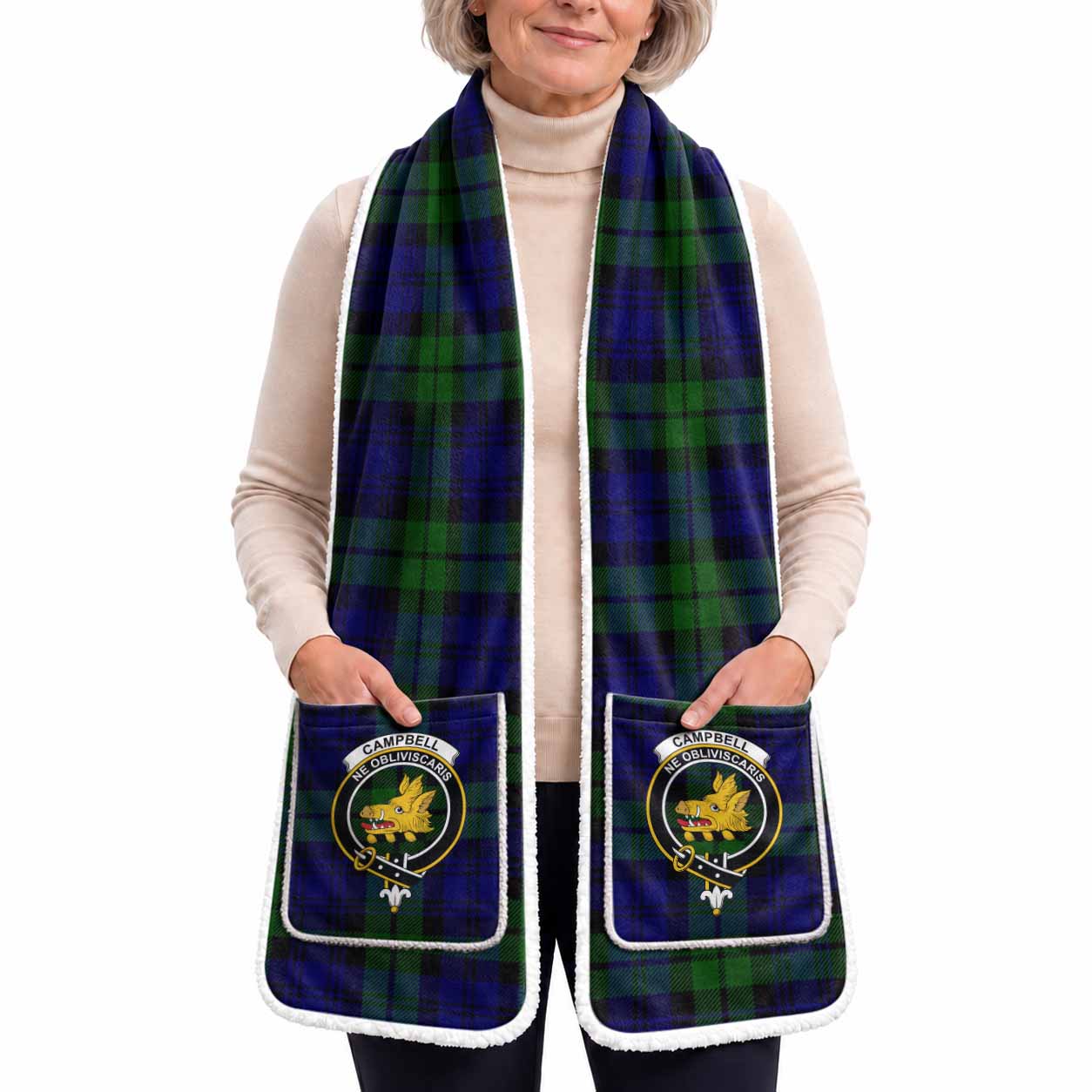 Campbell Tartan Crest Pocket Scarf - Ultimate Plaid Gift Wrap