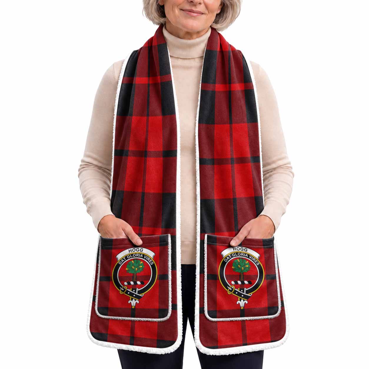 Hogg (Hog) Tartan Crest Pocket Scarf - Ultimate Plaid Gift Wrap