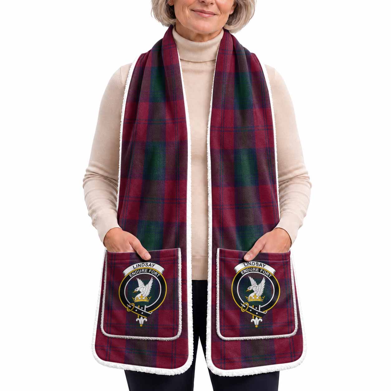 Lindsay Tartan Crest Pocket Scarf - Ultimate Plaid Gift Wrap