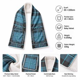 Clergy Tartan Hand-Warmer Pocket Scarf