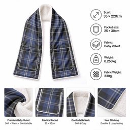 Clark (Clarke) Tartan Hand-Warmer Pocket Scarf