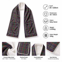 Cork Tartan Hand-Warmer Pocket Scarf