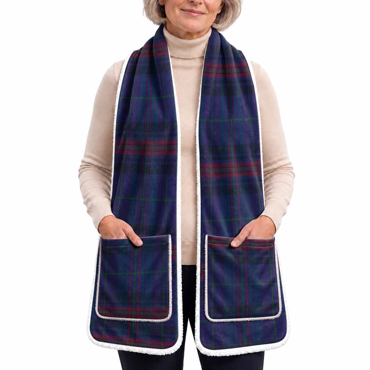 Hughes of Wales Tartan Hand-Warmer Pocket Scarf