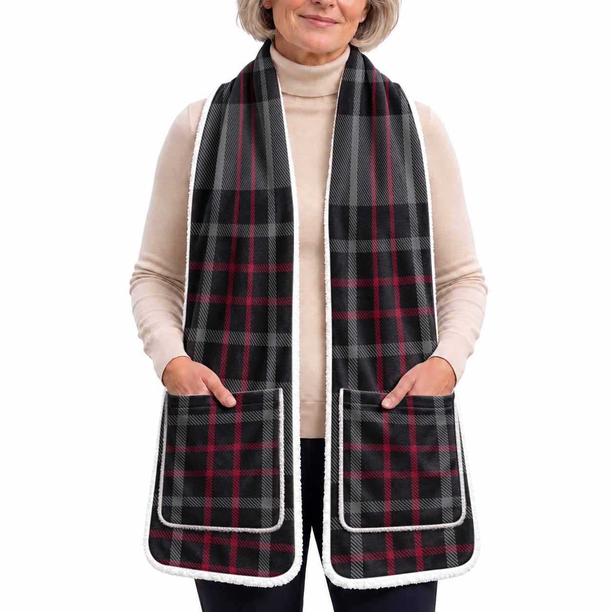 Flynn Tartan Hand-Warmer Pocket Scarf