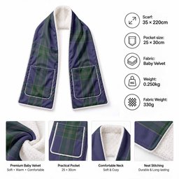 Lewis of Wales Tartan Hand-Warmer Pocket Scarf