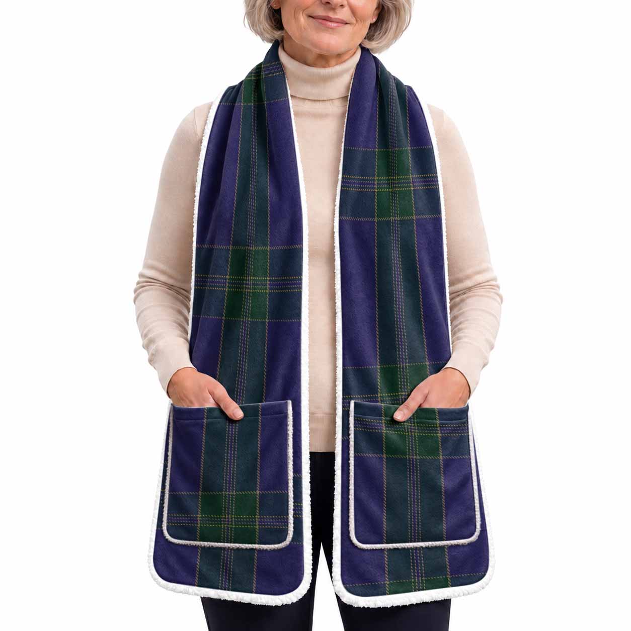 Lewis of Wales Tartan Hand-Warmer Pocket Scarf