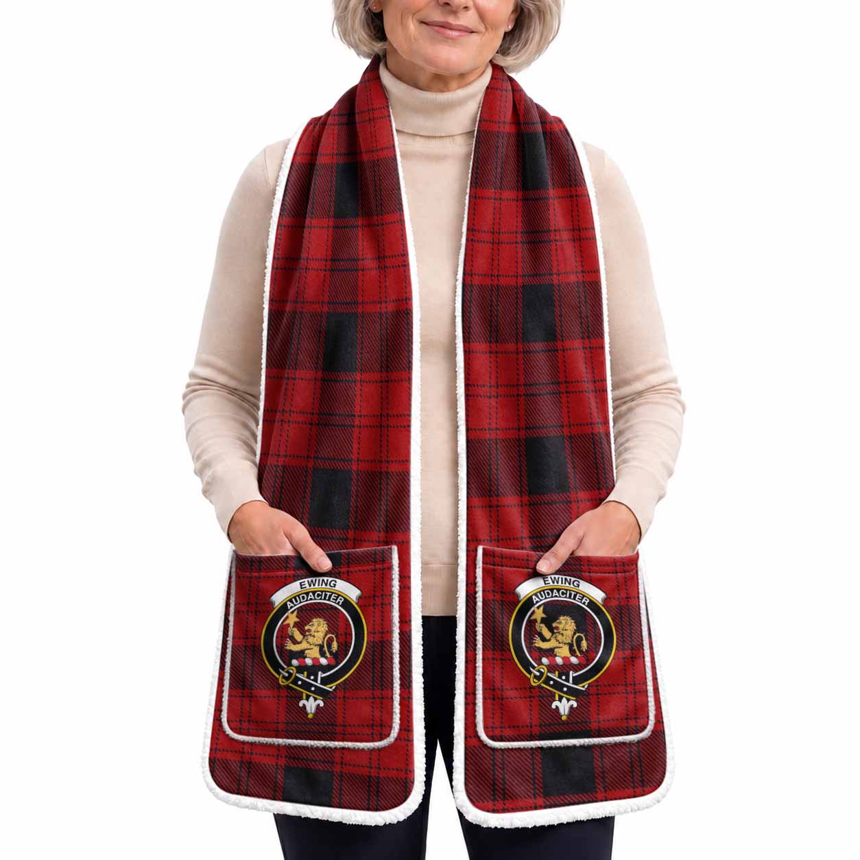 Ewing Tartan Crest Pocket Scarf - Ultimate Plaid Gift Wrap