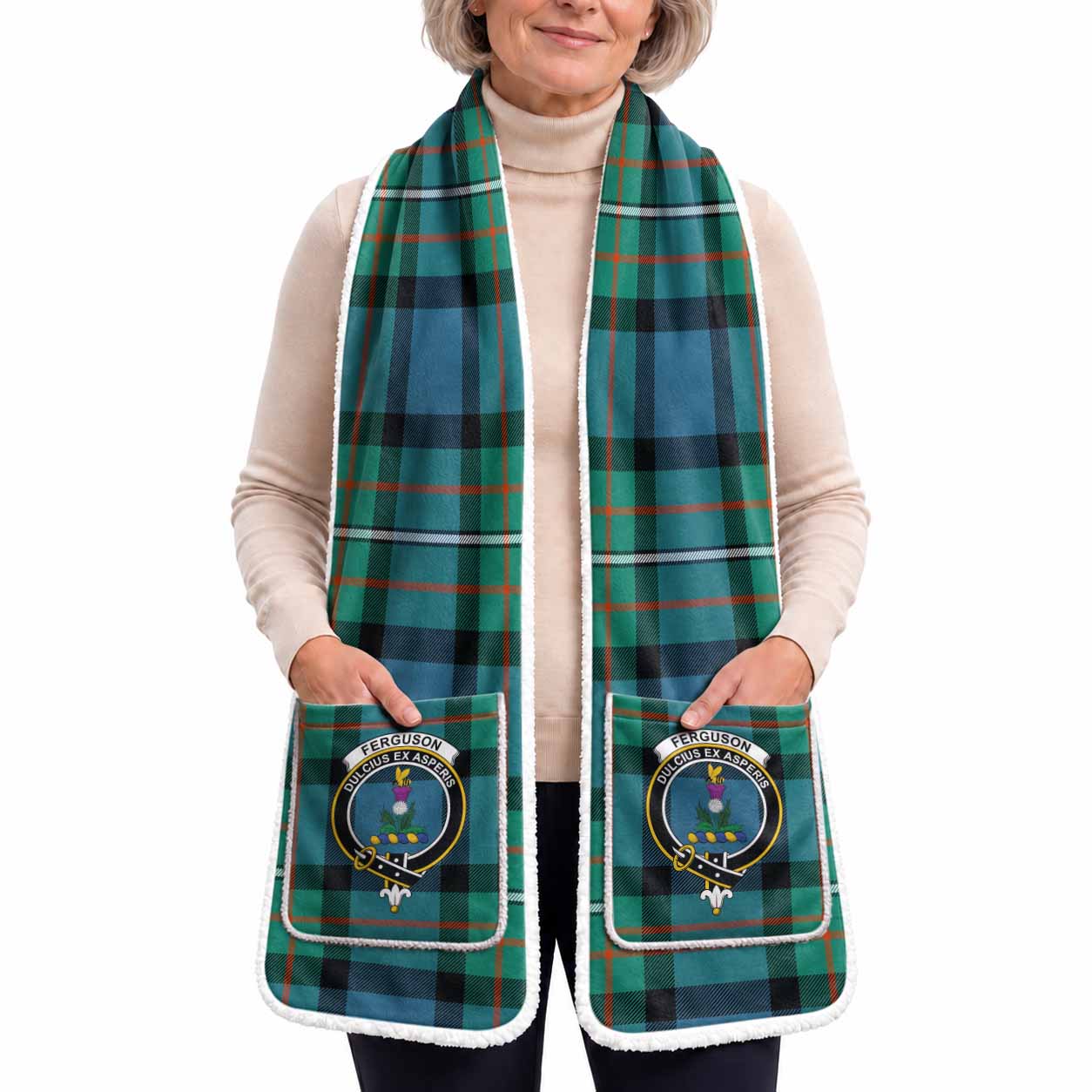 Ferguson (Fergusson) Tartan Crest Pocket Scarf - Ultimate Plaid Gift Wrap