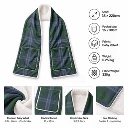 Jones of Wales Tartan Hand-Warmer Pocket Scarf