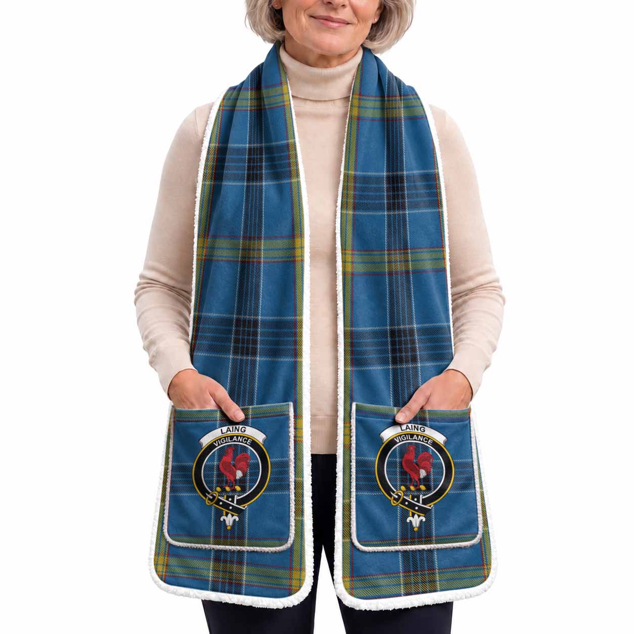 Laing Tartan Crest Pocket Scarf - Ultimate Plaid Gift Wrap