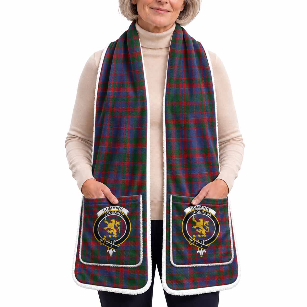 Cumming Tartan Crest Pocket Scarf - Ultimate Plaid Gift Wrap