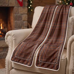 Down Tartan Hand-Warmer Pocket Scarf