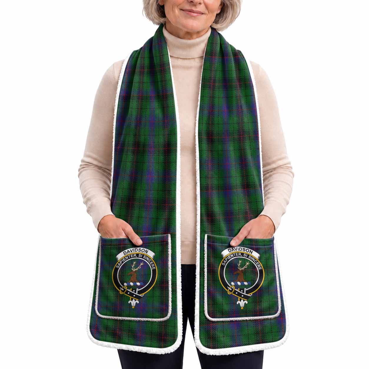 Davidson Tartan Crest Pocket Scarf - Ultimate Plaid Gift Wrap