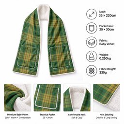 Meredith of Wales Tartan Hand-Warmer Pocket Scarf
