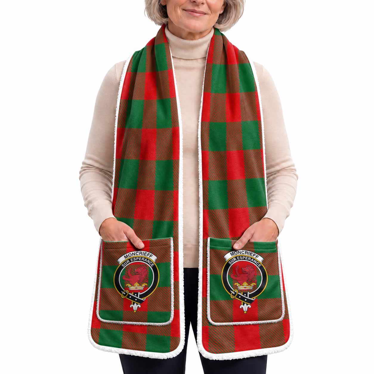 Moncrieff (Moncreiffe) Tartan Crest Pocket Scarf - Ultimate Plaid Gift Wrap